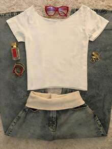 SHEIN Women's Fashionable Casual Short Sleeve T-Shirt, Versatile For Summer - White - View 2