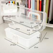1pc 3-Layer Plastic Storage Box, Multi-Purpose Storage Box, Household Folding Tool Box, Portable Art & Craft Box, Sewing Supplies Organizer, Medicine Box