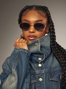 Denimoi High Neck Button Front Barrel Sleeve Gathered Waist Denim Jacket Fashion Cropped Denim Jacket - Medium Wash - View 2