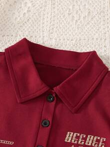 Tween Girls' Minimalist Print Short Sleeve T-Shirt - Burgundy - View 9