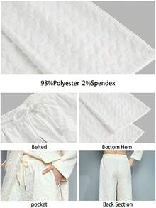 Maija 女士浪漫优雅花卉提花白色阔腿裤 情人节、节日