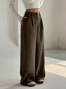 FavEase Women's Premium High-Waist Elegant Slimming Wide Leg Pants Fall Cloth For Women - Mocha Brown - View 3