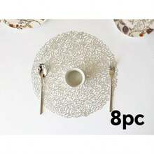 1-5 Piece Gold Hollow-Out Placemat And Table Runner Set, Washable, Easy To Clean, Wipe-Off, Non-Slip, Heat-Resistant, Placemats, Holiday Wedding Party Decorations - Multicolor - View 28