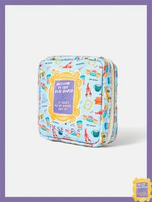 FRIENDS X SHEIN 1 Cartoon Pattern Toiletry Bag And Travel Cosmetics Storage Bag, Capable Of Accommodating Travel Essentials And Cosmetics - Blue - View 2