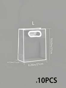 1/5/10个装透明礼品袋，简约镂空提手设计PVC礼品包装袋，适用于派对 - 白色 - 查看 25