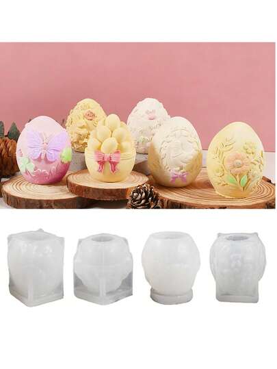 爱心与鸡蛋蜡烛模具装饰，DIY波点模具石膏雕塑，香薰蜡烛，烛台，树脂浇铸家居装饰，硅胶蜡烛模具，也适用于制作石膏装饰品