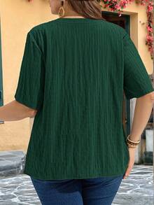 EMERY ROSE Áo sơ mi ngắn tay đơn giản, cỡ lớn, thích hợp cho mùa hè. - Màu xanh lá cây đậm - Xem 2