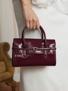 SHECARRY Bolso de mano para damas, color borgoña, con delicadas tiras, imprescindible para el transporte. - Burdeos - Ver 1