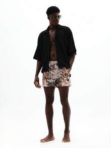 SUMWON Quần bơi nylon đi biển phối họa tiết da báo, đồ bơi mùa hè thoải mái, dài đến giữa đùi. - Nhiều màu - Xem 4