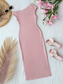 Travachic KIDS Tween Girl Elegant Casual Solid Pink Dress - Pink - View 2