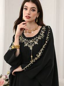 SHEIN Najma Women's Embroidered Elegant Tassel Loose Long Robe