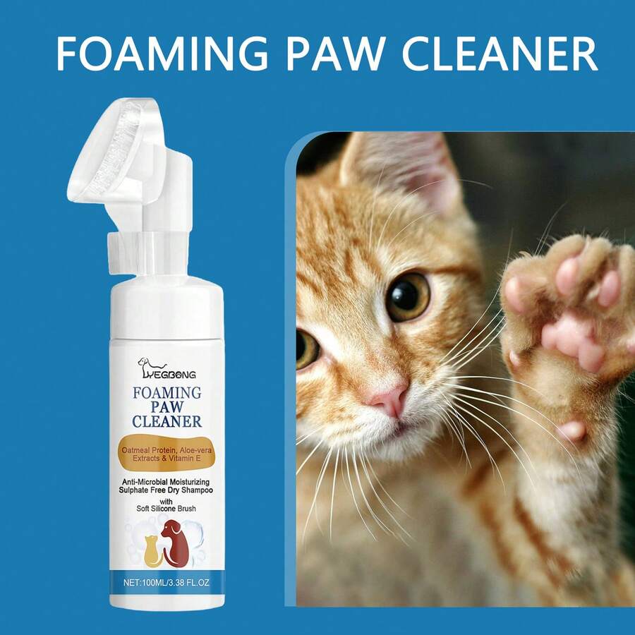 1瓶/2瓶装宠物爪子清洁泡沫,猫狗通用清洁喷雾 - 彩色 - 查看 1