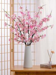 3 株人造樱花/桃花，长 106 厘米，每株 4 枝，仿真植物，绿色，涤纶材质，耐用，现代简约风格 - 适用于家居装饰、花瓶、婚礼、派对、客厅、卧室、DIY 墙面装饰、桌面摆设。 - 多色 - 查看 8