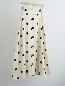 GlowEve New High Waist Polka Dot Pattern Slimming Elegant Women's Skirt Fall Cloth For Women - Apricot - View 2