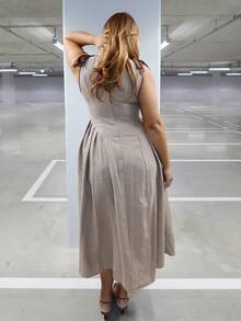 MelDlgn 大码纯色拼布系带休闲长裙 - 彩色 - 查看 2