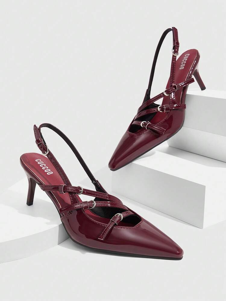 CUCCOO SZL Women's Pointed-Toe Buckle Design Fashionable And Elegant High-Heeled Sandals
