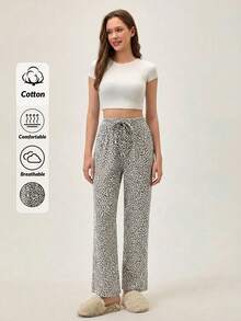 Loomlin Women Cotton LEOPARD Pattern Sleep Bottom - White - View 1