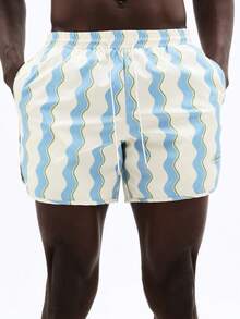 SUMWON 波浪条纹泳裤，松紧腰带，沙滩度假夏季泳池短裤 - 彩色 - 查看 7