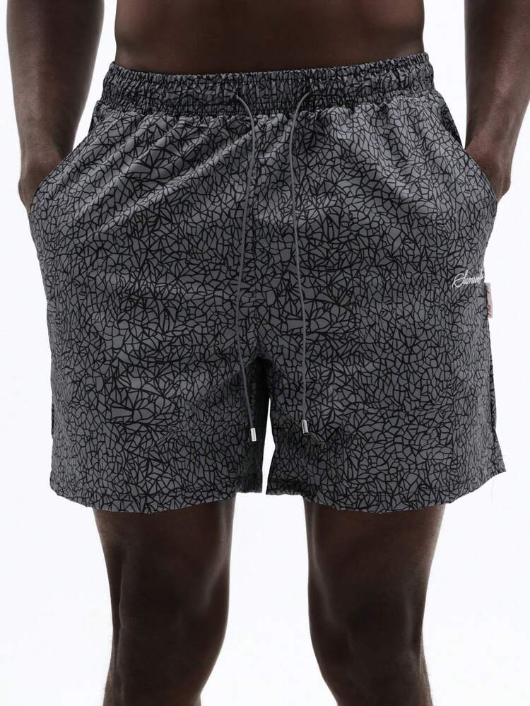 Beach Shorts With Cracked Pattern