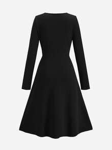 Ellevyn Elegant Commuter Dress, Suitable For Office Wear - Black - View 5