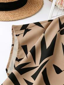 SHEIN LUNE CURVE 大码女式休闲度假V领蝙蝠袖印花衬衫，夏季 - 彩色 - 查看 7