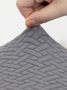 1 Set Solid Color Jacquard Knitted Toilet Seat Cover And Tank Cover, Stretch Toilet Seat Cover Set For Bathroom, Fits Small Size Toilet Tank And Lid, Home Decor - Dark Grey - View 3