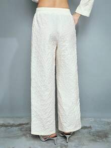 Maija 女士浪漫优雅花卉提花白色阔腿裤 情人节、节日