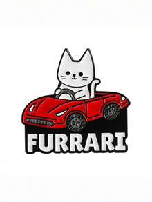 Joivida 1pc Cartoonish Design Of A Playful Cat In The Shape Of A White Cat Driving A Red Sports Car, Made Of Alloy With Baked-On Paint. A Cute Cat Badge Or Brooch. - Multicolor - View 8