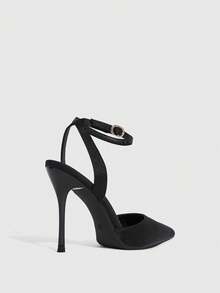 CUCCOO SZL Sepatu hak tinggi stiletto wanita dengan ujung runcing dan tali pergelangan kaki, cocok untuk bepergian, kencan, pesta, pernikahan, dan acara lainnya, termasuk Hari Valentine dan sepatu musim semi. - Sarden hitam - View 7