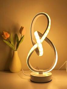 8字形LED台灯，创意设计，适用于家庭、卧室、办公室、书房，三种颜色灯光营造装饰氛围 - 多色 - 查看 3