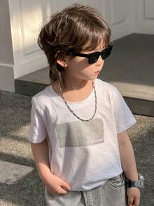 DAZY Young Boy Casual Daily Commute Slogan Print Short Sleeve T-Shirt, Summer