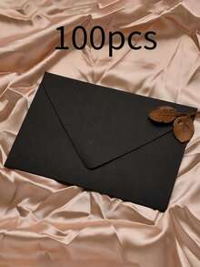 100PCS Black Envelopes DIY Handmade Gift Wrapping Bags Wedding Invitation Card Envelopes Cash Money Envelopes Stationery Back To School Supplies - Black - View 4