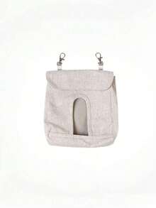 Hanging Foraging Pouch Small Pet Hay Feeder Adjustable Rope Natural Fiber Material Chew Proof Design Promotes Natural Eating Behavior Mental Stimulation - Grey - View 6