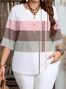 EMERY ROSE Camicia casual minimalista di taglia comoda, adatta per l'estate - Multicolore - Visualizzare 1