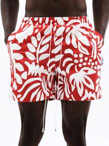 SUMWON Tropical Floral Print Beach Swim Trunks With Elastic Waistband And Side Pockets For Summer Vacation Pool Swimming - Multicolor - View 7