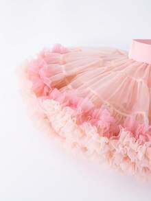 Falda de tul roja elegante para niña, adecuada para primavera, verano y otoño, apropiada para salidas, fiestas y eventos, se puede combinar con camisetas o blusas, dando un toque apasionado y elegante - Rosa - Ver 3