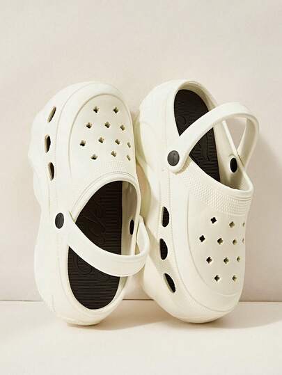 Cuccoo Zapatos con agujeros para mujer, sandalias con suela gruesa y elevadora, suela blanda, blancas y transpirables, tipo slip-on, versátiles para uso diario y el Día de San Valentín