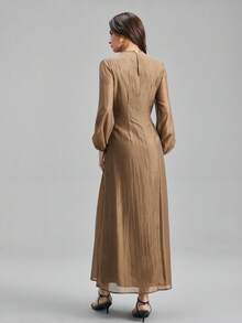 Ontre 2026春夏新款棕色纯色收腰长裙，优雅女装，外套，办公装，女士套装，教师制服，夜店装，冬季服装，女士商务休闲装，复古风，休闲街头风，情人节及狂欢节服装，女士沙滩及派对优雅连衣裙 - 棕色 - 查看 2