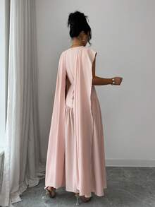 Elenzga A Long And Elegant Dress For Ladies Is Woven - Baby Pink - View 2