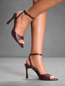 CUCCOO SZL Giày sandal cao gót nữ màu đỏ tía tối giản, có thể điều chỉnh, thích hợp cho mặc hàng ngày, giày mùa xuân, kỳ nghỉ xuân, lễ Phục sinh, dạ hội. - Rượu vang đỏ đậm - Xem 10