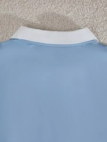 Teen Girl Knight Embroidery Pattern Ruffle Long Sleeve T-Shirt And Drawstring Waist Pocket Pants Casual Back To School Outfit Set - Blue - View 4