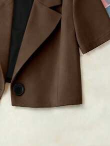 Franclia 女士休闲通勤短款西装外套 - 鏽棕色 - 查看 3