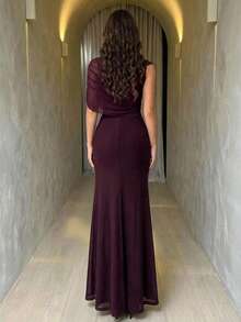 Firerie 女士休闲优雅修身连衣裙，派对礼服，正式礼服/毕业礼服/浪漫婚礼季/宾客礼服/紫红色连衣裙/春季连衣裙/情人节连衣裙/女士优雅派对礼服/女士婚礼宾客礼服/红色连衣裙 - 摩卡棕 - 查看 3