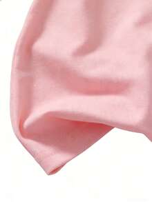 Tween Girls Casual Chic Sweet Minimalist "67" & "SIX SEVEN" Print Short Sleeve Round Neck T-Shirt, Summer Tops, Pink - Pink - View 4