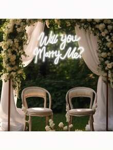 One 40*26.8cm "Will You Marry Me?" Neon Proposal Stick: Silicone Tube + Acrylic Board, USB Powered (Data Cable Included) | Warm White Handwritten Text, Romantic Atmosphere; Suitable For Proposals/Engagements/Confession Ceremonies, Wall-Mounted/Hanging Set. - White - View 6