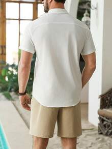 VENTUSAIL 男士夏季休闲短袖衬衫和短裤套装 - 彩色 - 查看 2