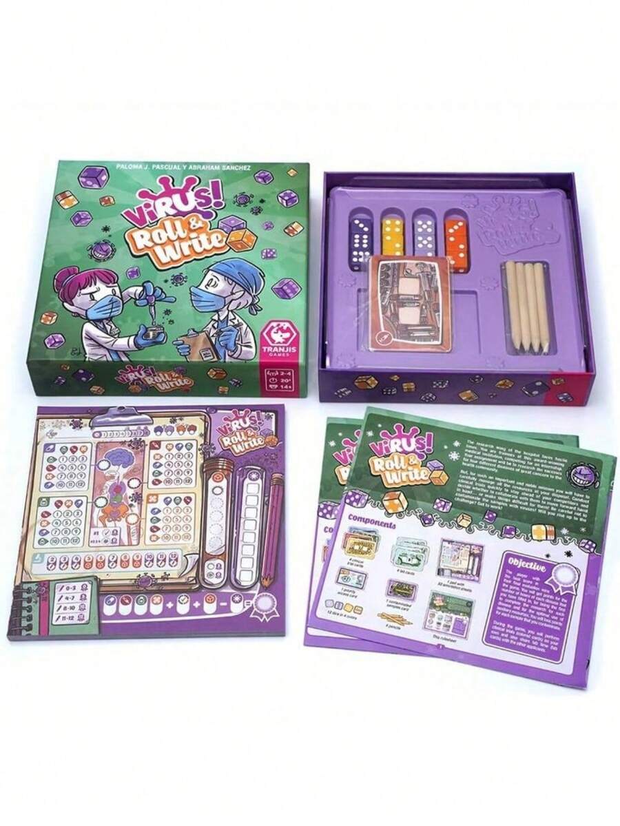 1张病毒！卷轴书写派对游戏 - 趣味家庭桌游，包含疫苗和社交距离卡牌。一款适合2-6名玩家的精彩家庭卡牌游戏。快速又有趣的派对之夜！一款策略性强、趣味十足的家庭和成人派对游戏，包含纸质材料和桌游风格的卡牌。一款适合家庭、朋友和情侣聚会的欢乐卡牌游戏。一款派对游戏，趣味家庭桌游卡牌，一款引人入胜、趣味盎然的卡牌游戏。 - 彩色 - 查看 1