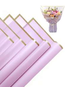 40 Peças de Papel de Embrulho Floral, Papel de Embrulho de Buquê Estilo Coreano, com Marcações de Borda Dourada, Suprimentos Florais para Embrulho e Decoração de Presentes DIY, 23 Polegadas X 23 Polegadas, Papel de Embrulho, Papel Fino, Suprimentos de Buquê, Papel Fino Roxo, Para Sacolas e Embrulho de Presentes, Papel de Embrulho de Presente Multicolorido, Papel de Embrulho de Presente do Dia dos Namorados, Artesanato de Papel de Aniversário. - Roxo - Visão 2