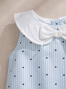 Souflis Souflis 法国新款女婴夏季连衣裙，可爱彼得潘领无袖公主裙，饰以爱心印花和樱桃刺绣，甜美时尚，适合外出、上学、购物等场合。 - 彩色 - 查看 7