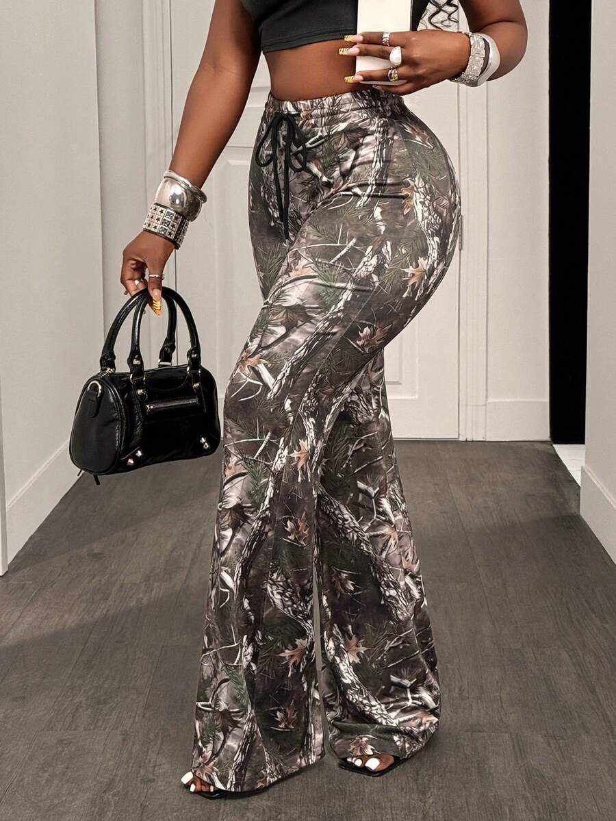 BamGleam Women's Fashion Commuter Design Sense Bell Bottom Pants - Multicolor - View 1